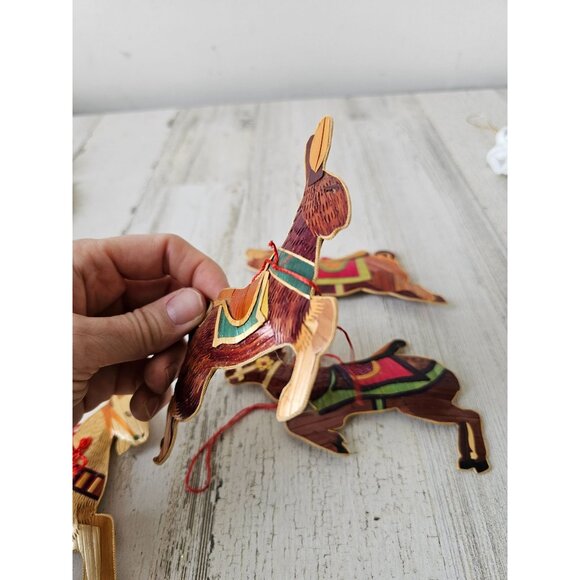 Vintage wooden rabbit deer goat pig ornament bamboo bunny unique axis tree - Picture 5 of 13